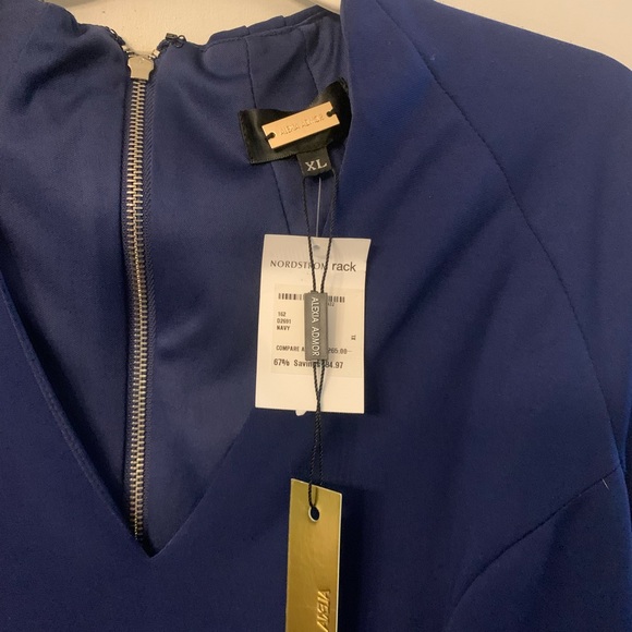 New With Tags Alexia Admor Dress Navy Military Neck Sheath Misses Size Xl - Picture 4 of 4